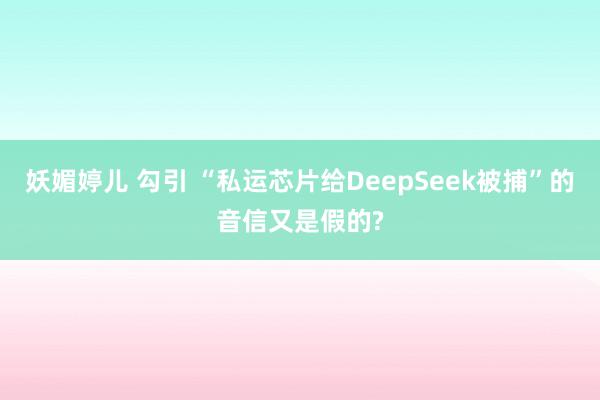 妖媚婷儿 勾引 “私运芯片给DeepSeek被捕”的音信又是假的?