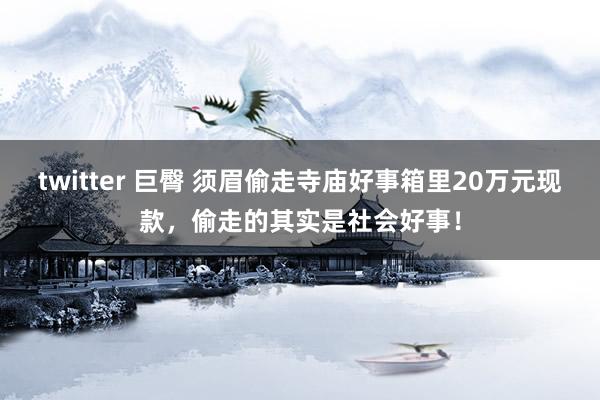 twitter 巨臀 须眉偷走寺庙好事箱里20万元现款，偷走的其实是社会好事！