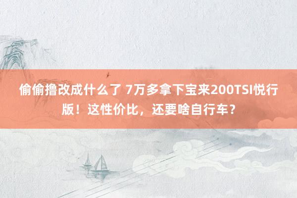 偷偷撸改成什么了 7万多拿下宝来200TSI悦行版！这性价比，还要啥自行车？