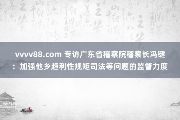 vvvv88.com 专访广东省稽察院稽察长冯键：加强他乡趋利性规矩司法等问题的监督力度